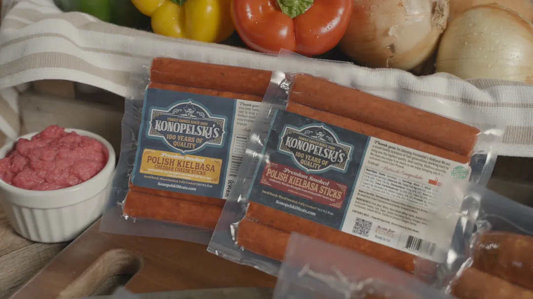 Konopelski Meats Kielbasa Snack Sticks w/ Cheese - 16 - 8 oz