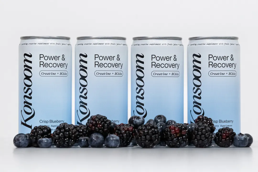 Konsoom Power & Recovery Drink – Blueberry Crisp | Creatine + BCAAs | 8.4 fl oz Can (12-Pack)