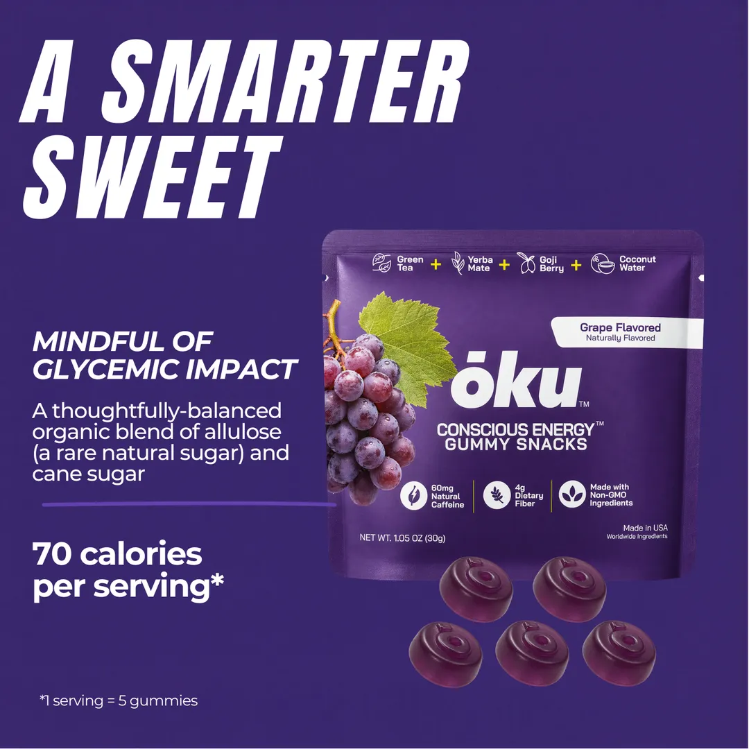 ōku® Conscious Energy® Gummy Snacks - Grape