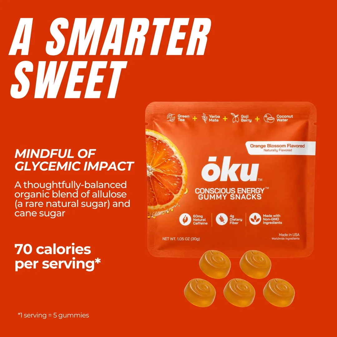 ōku® Conscious Energy® Gummy Snacks - Orange Blossom