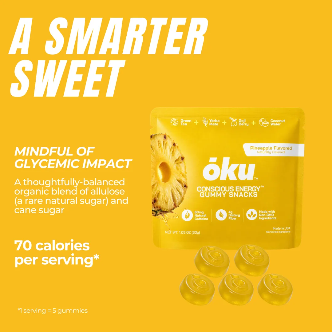 ōku® Conscious Energy® Gummy Snacks - Pineapple