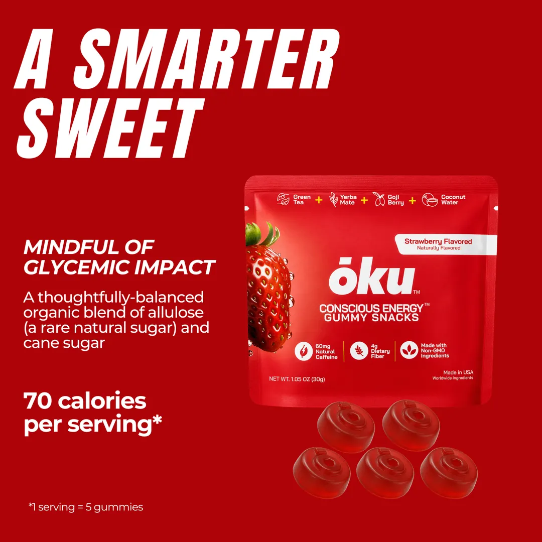 ōku® Conscious Energy® Gummy Snacks - Strawberry