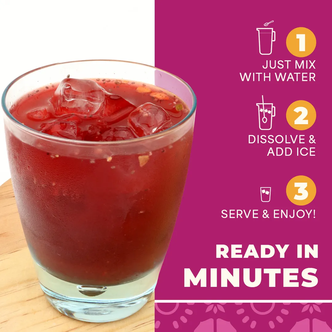 La Monjita Agua Fresca Hibiscus Guava – Naturally Flavored Drink Mix with Hibiscus, Guava, and Chia Seeds (500g / 17.6oz Pouch)