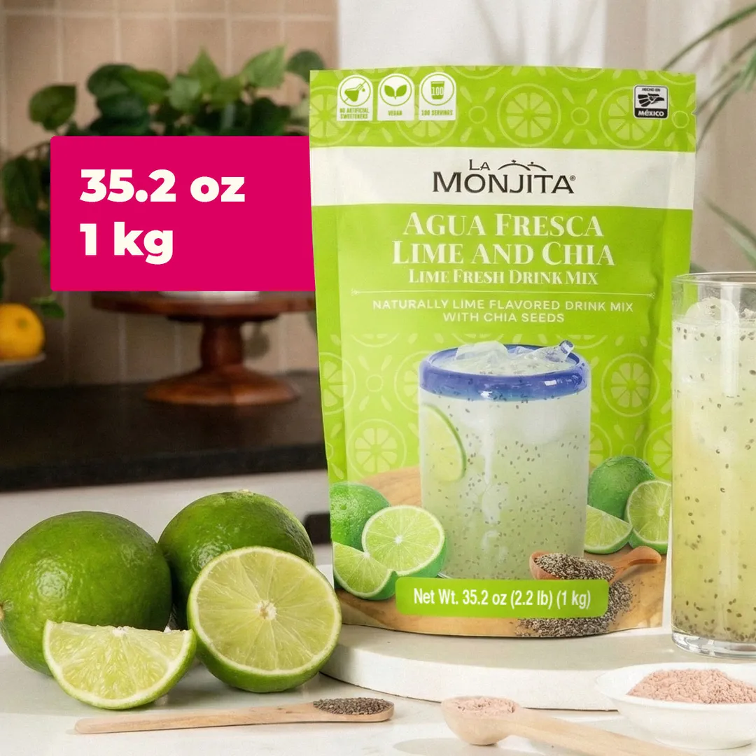 La Monjita Agua Fresca Lime and Chia - Naturally Lime Flavored Drink Mix With Chia Seeds