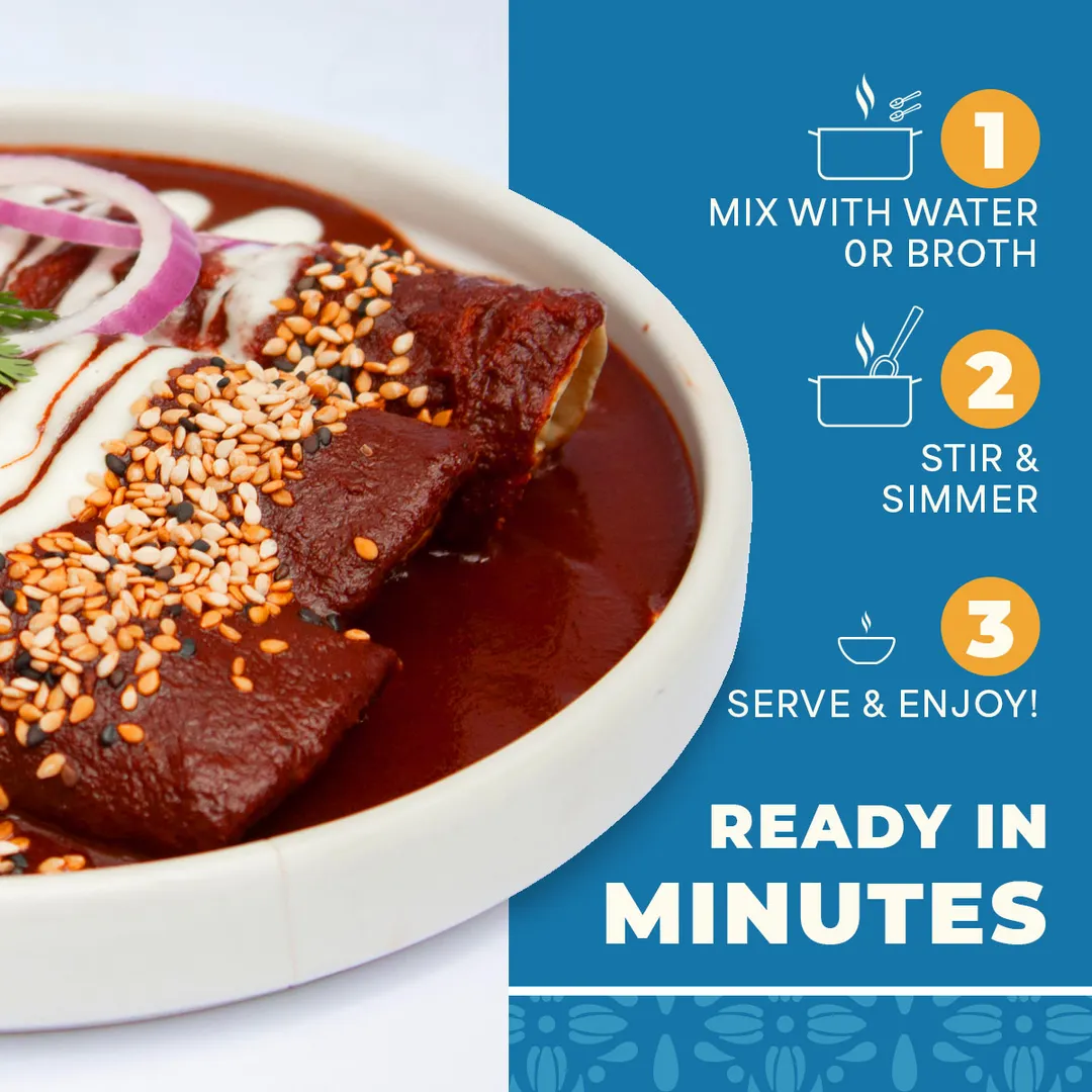 La Monjita Traditional Mexican Mole Poblano Sauce Powder Mix - Traditional Dry Sauce Blend with Chiles, Cacao, Tortilla & Sesame Seeds - Authentic Mexican Flavor for Chicken, Turkey, Tamales, and Enchiladas