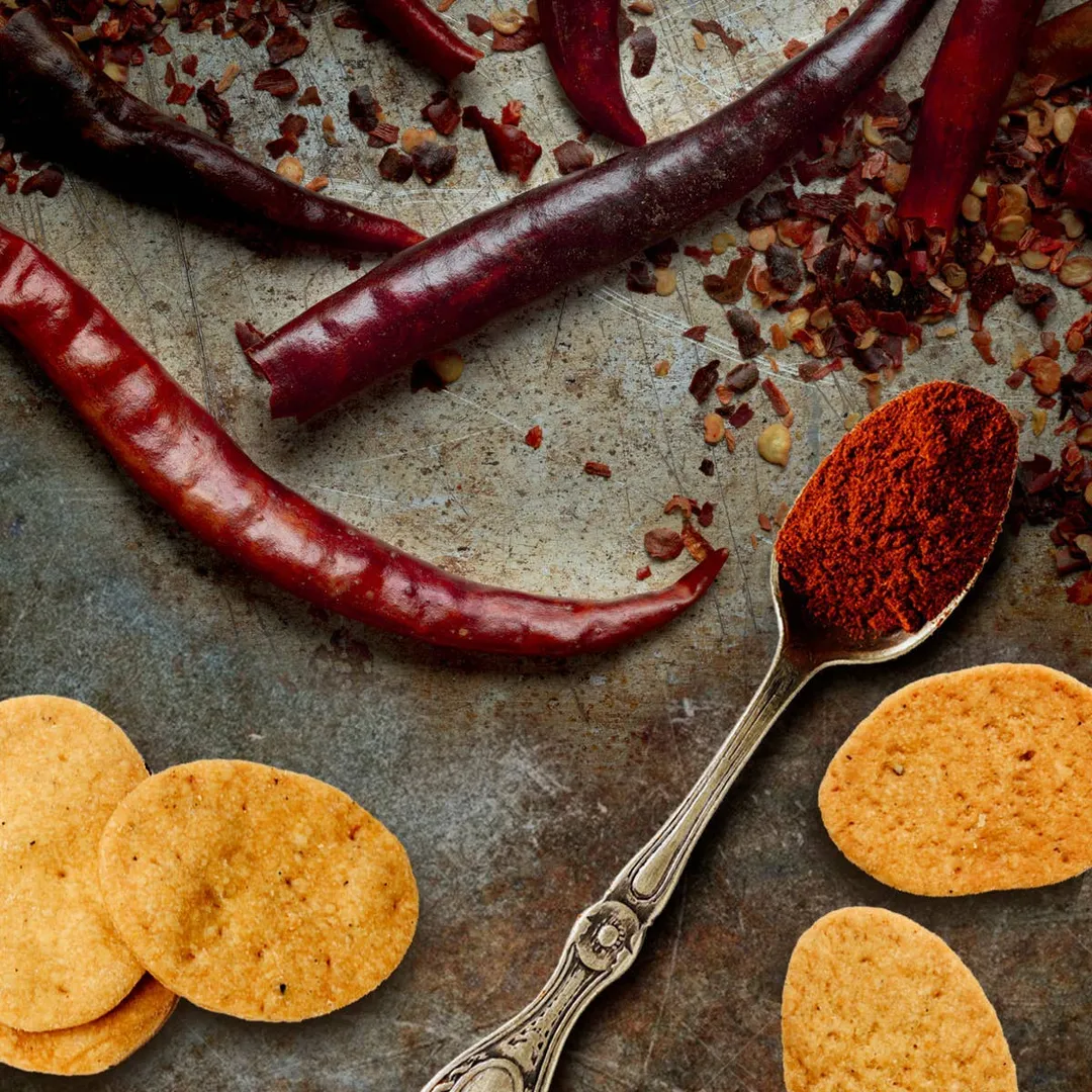 Crackers With Smoked Hot Paprika. 