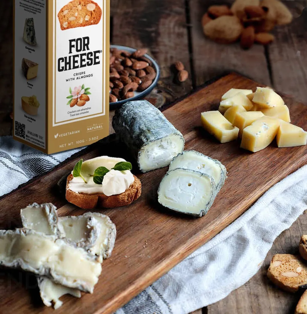 Crips with Marcona almonds for cheese. 100g 3.5oz