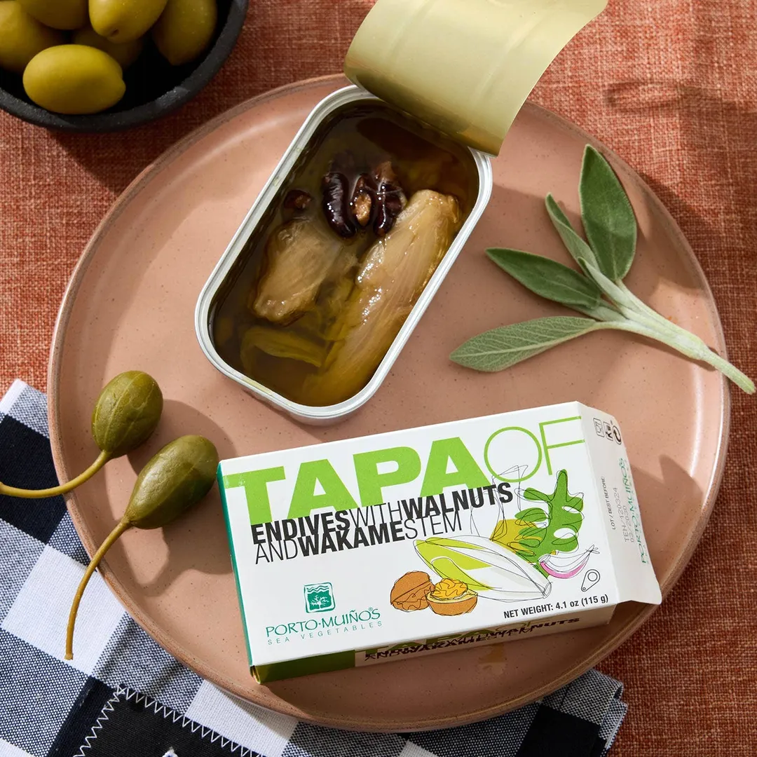 Porto-Muiños Tapa of Endives with Walnuts and Wakame Stem