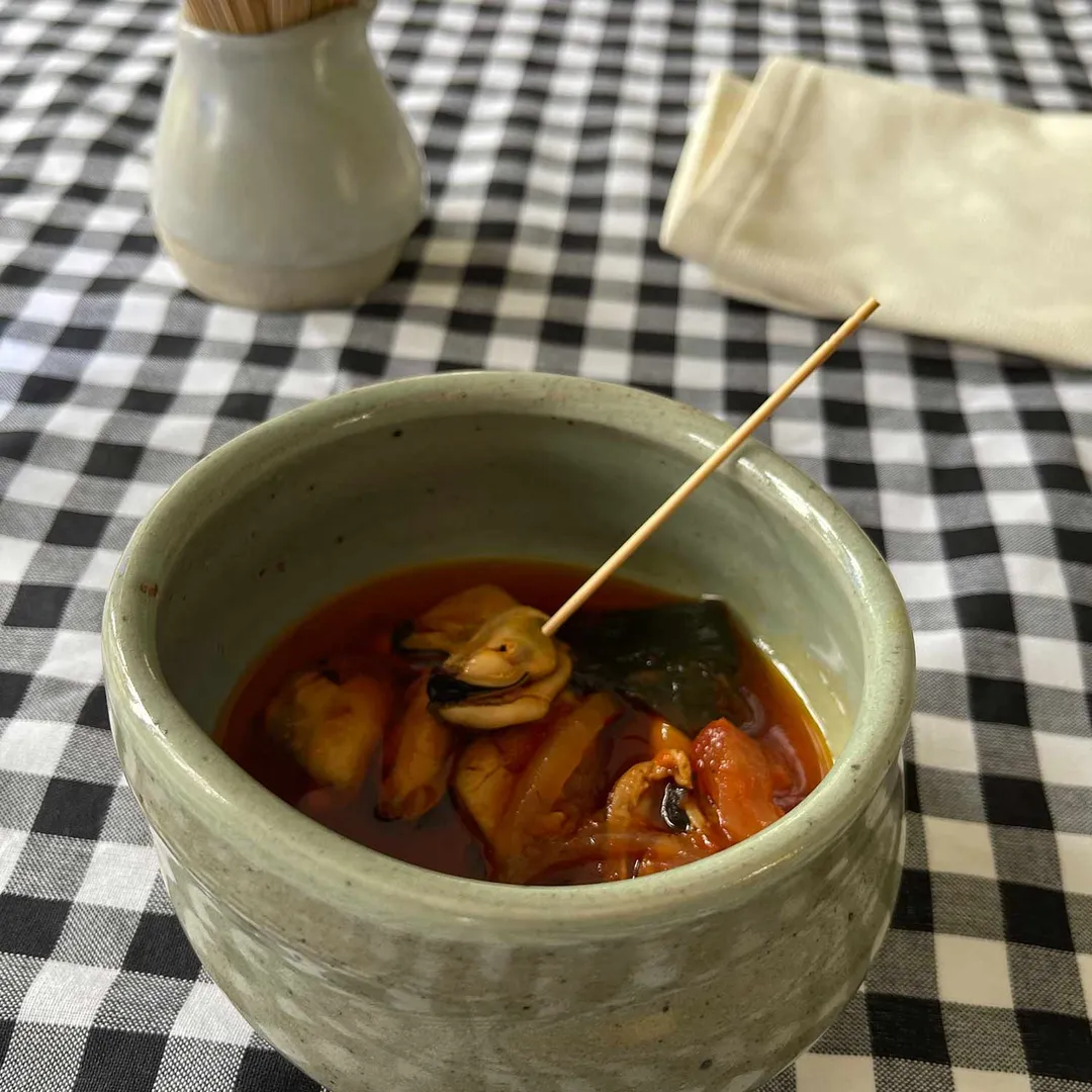 Porto-Muiños Tapa of Mussels in Brava Sauce and Sweet Kombu
