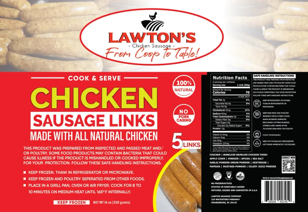 Lawton's Original Chicken Sausage Links (4 Links per lbs)