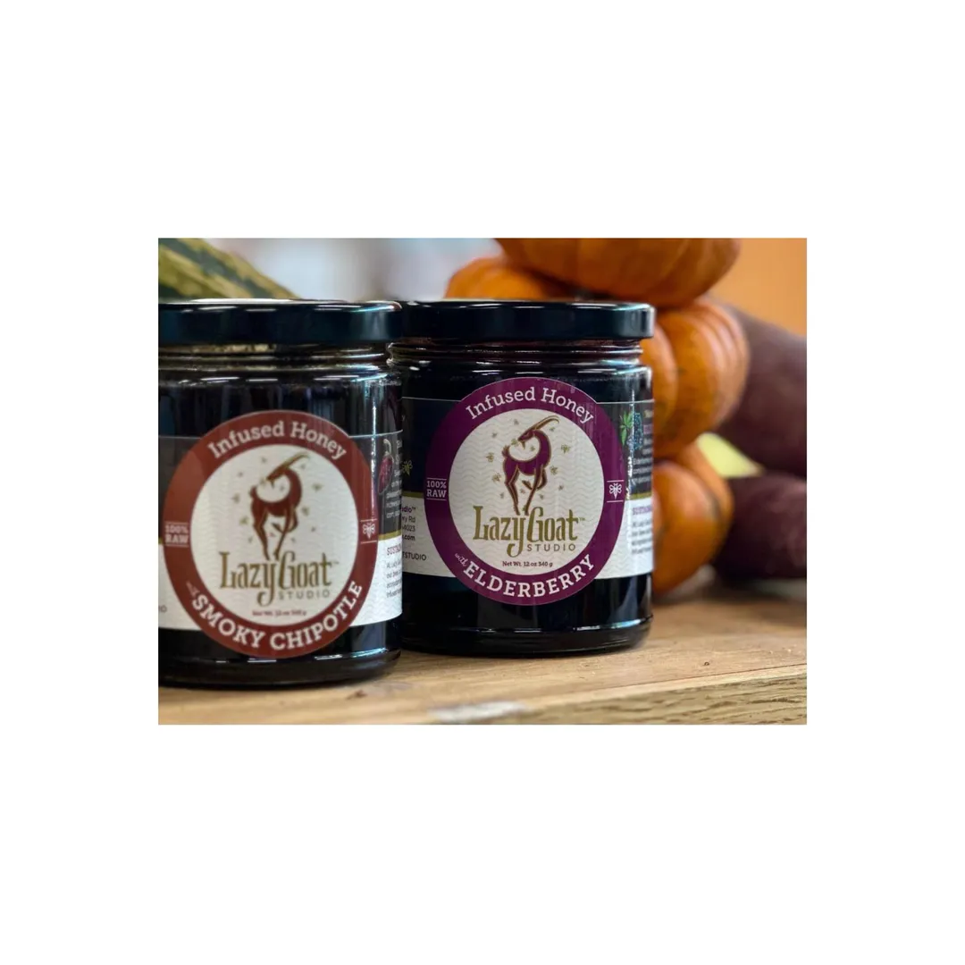 Elderberry Infused Honey - by Lazy Goat Studio, 3oz