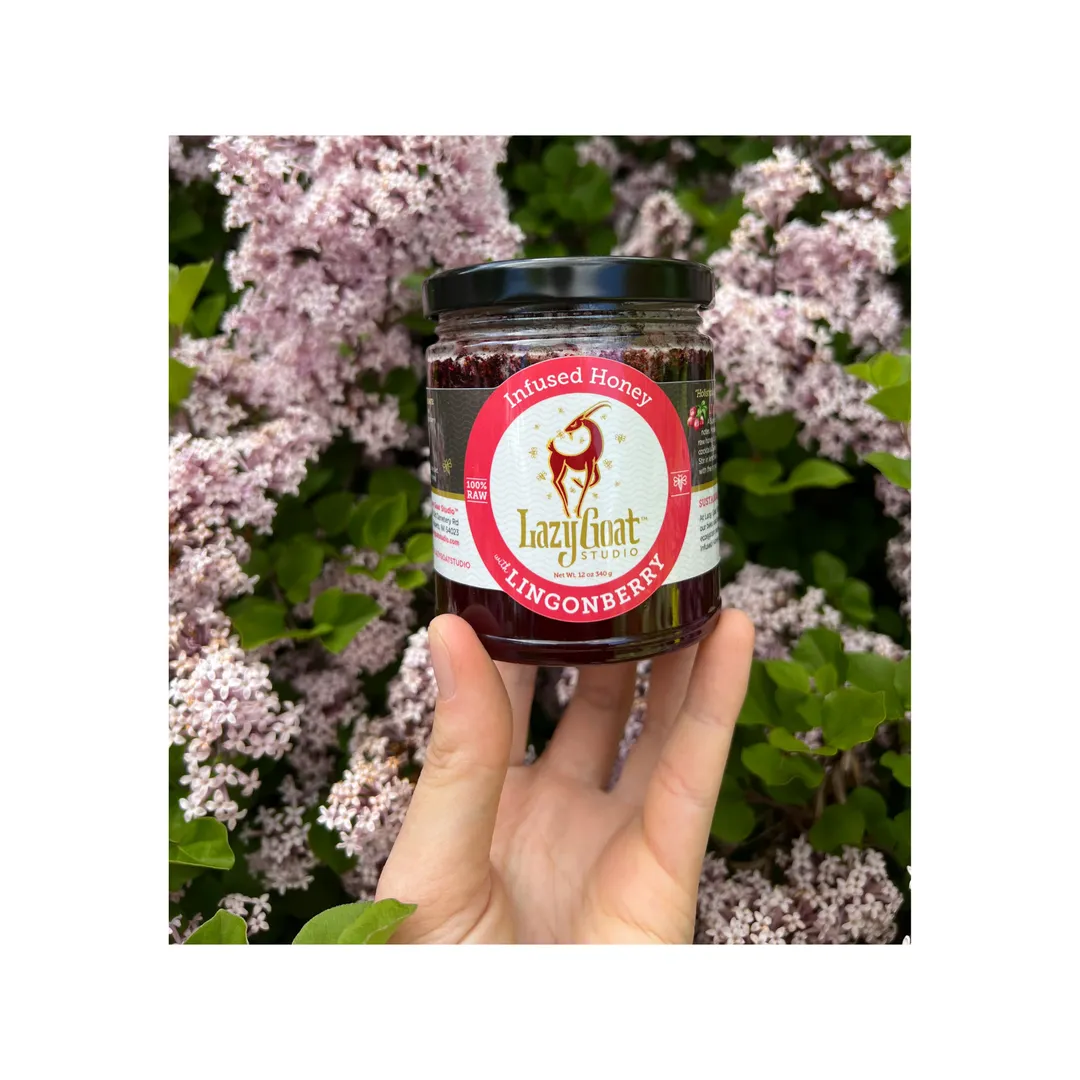 Lingonberry Infused Honey by Lazy Goat Studio