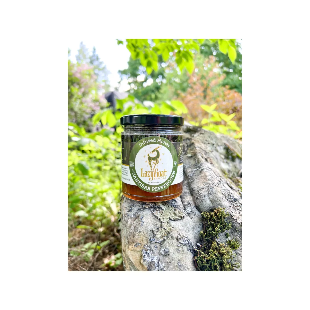 Zanzibar Peppercorn Infused Honey by Lazy Goat Studio, 3oz