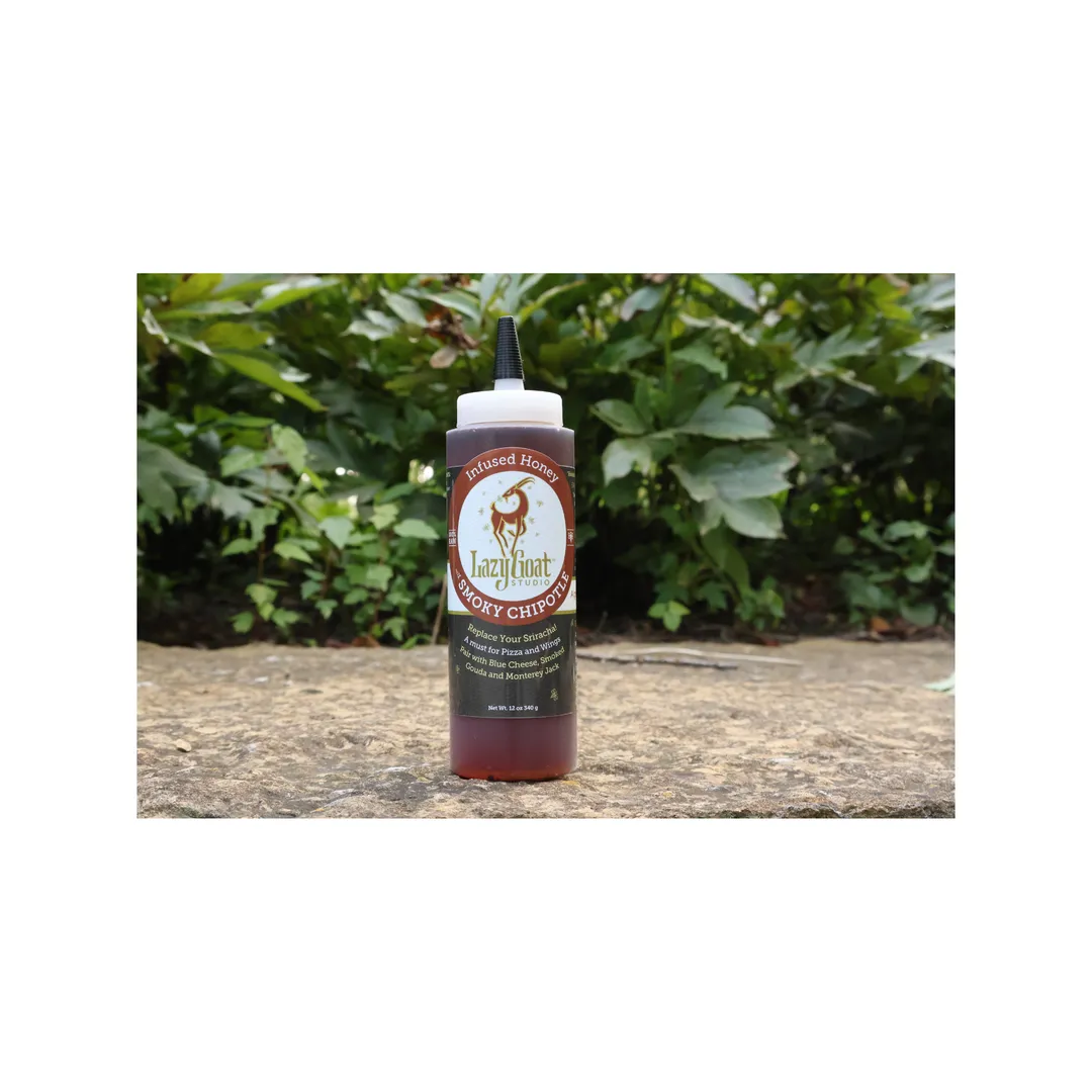 Smoky Chipotle Infused Honey in a Squeeze Bottle 12oz