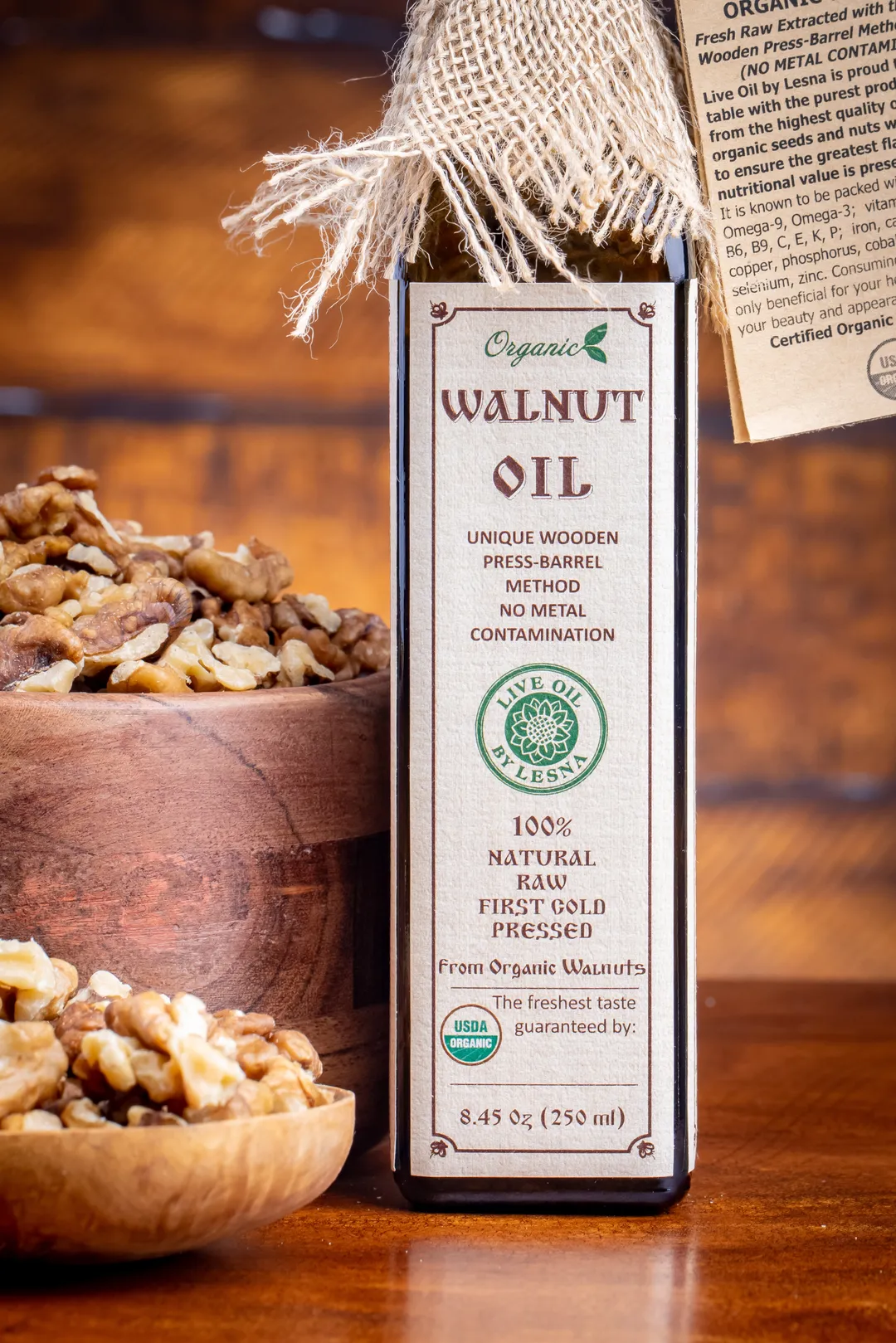 Certified Organic Walnut Oil – Raw Cold-Pressed