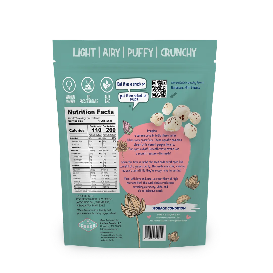 Himalayan Sunrise - Popped Water Lily Seeds - Turmeric and Himalayan Pink Salt