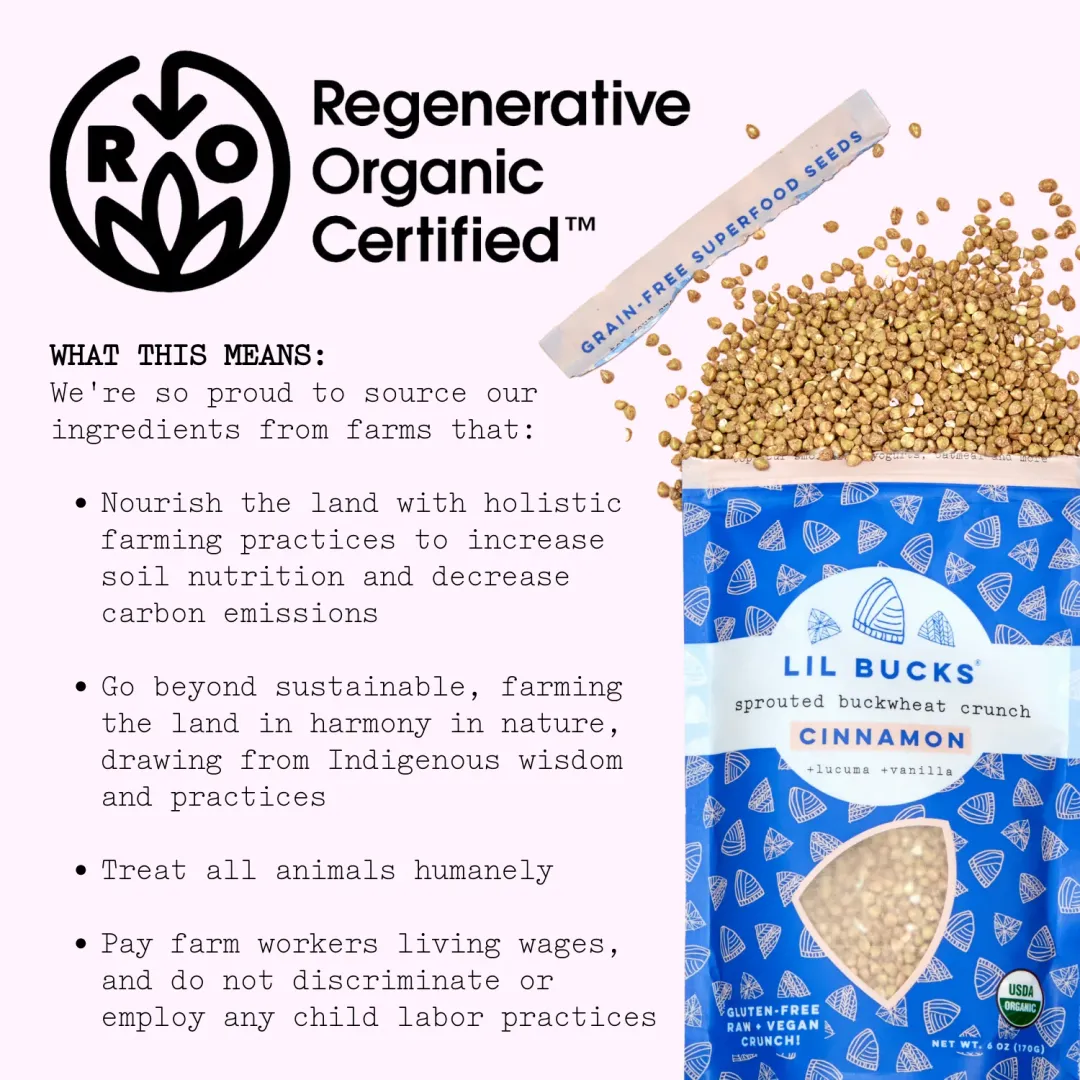 Cinnamon Sprouted Buckwheat Lil Bucks (6oz bag)
