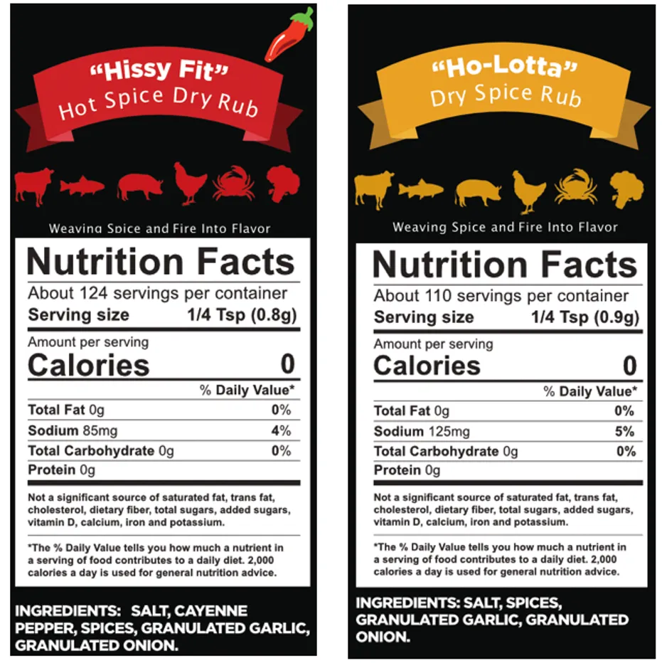"Hissy Fit"/"Ho-Lotta" All Purpose Spice Rubs, 12-3.5 oz