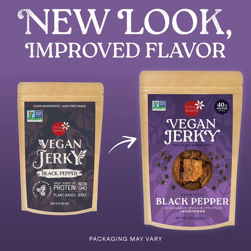 Non-GMO Little Jasmine Vegan Jerky - Black Pepper