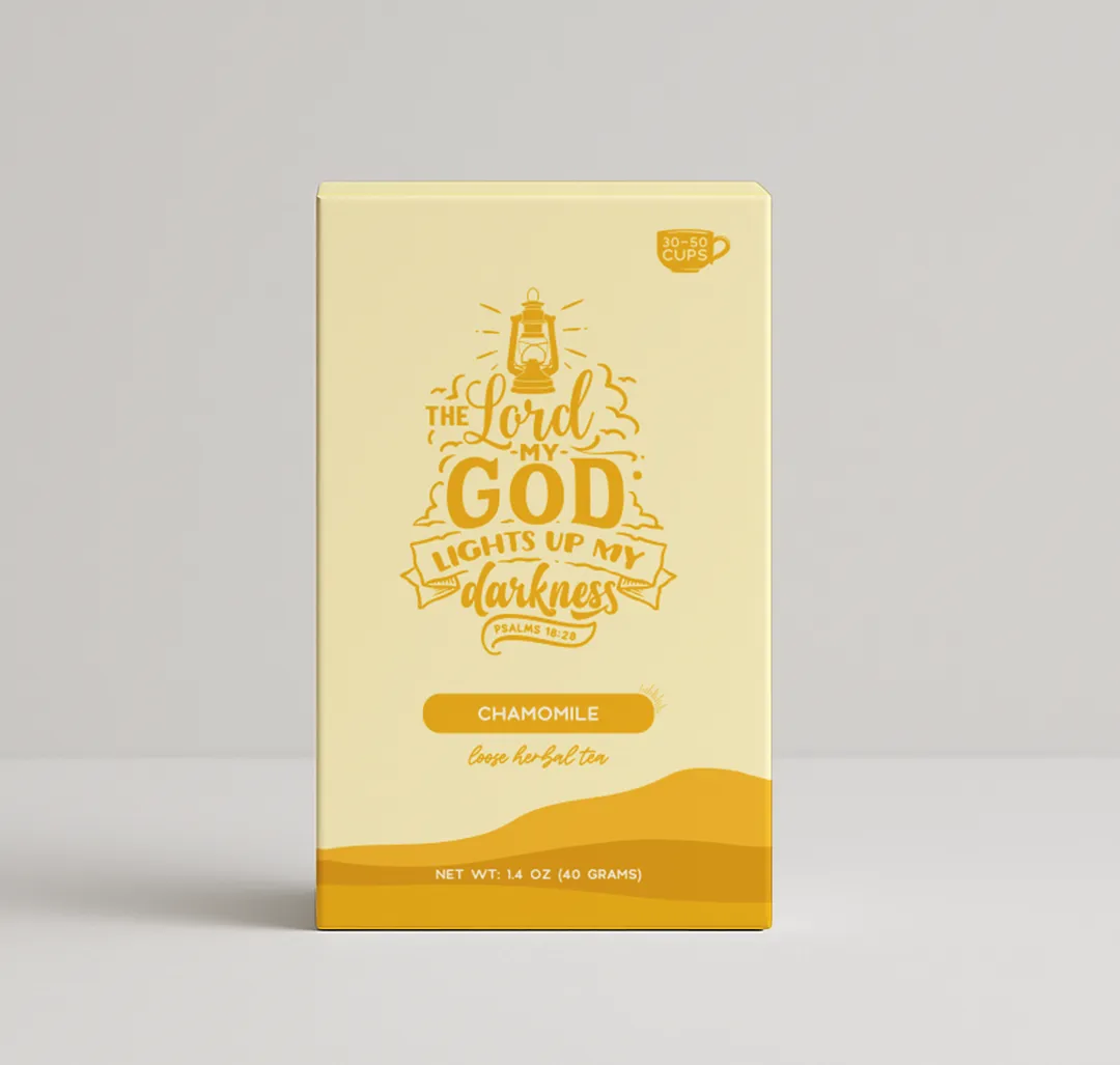 Bible Verse Tea "The Lord Lights Up My Darkness" Chamomile variant