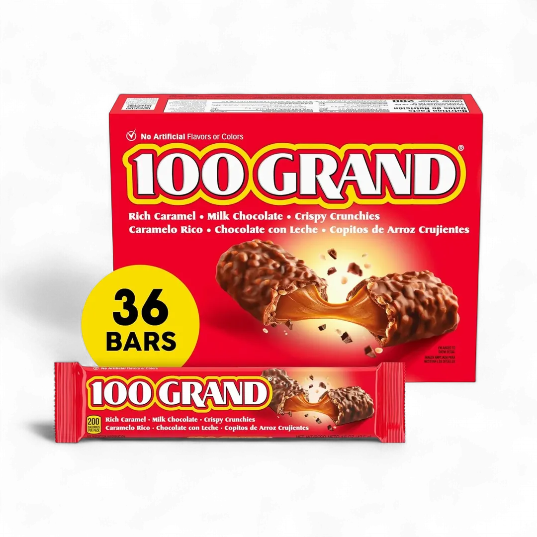 100 Grand Milk Chocolate Caramel Candy Bars 1.5 Ounce 36 ct