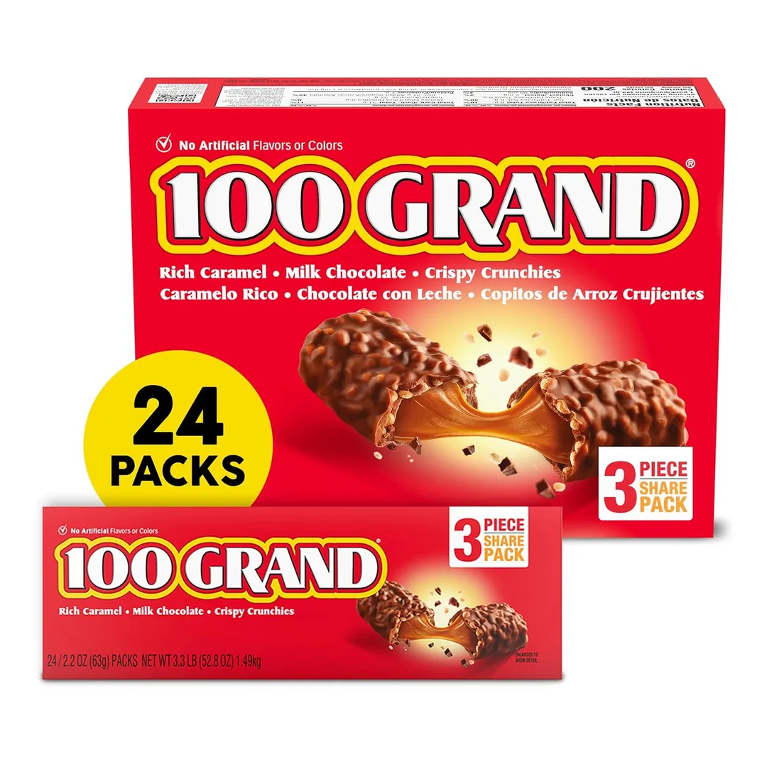 100 Grand Milk Chocolate Share Size 3 Piece 2.2 oz 24 ct