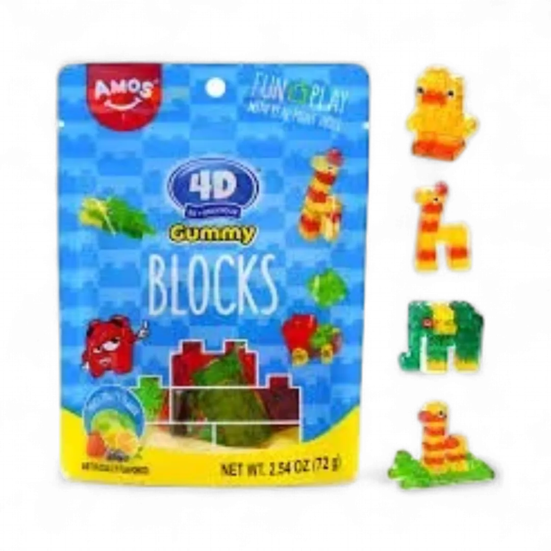 4D Amos Gummy Blocks 12 Ct 7 Oz Standing Bag