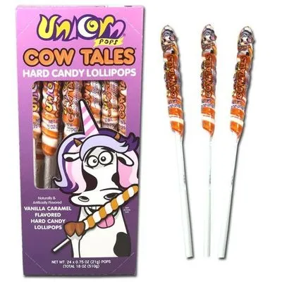Adams & Brooks Unicorn Cow Tales Lollipops 24 ct