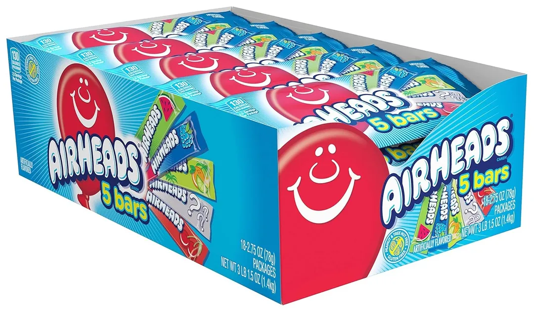 Airhead Full Variety Assorted Fruit Taffy Candy 5 Bar 18 ct