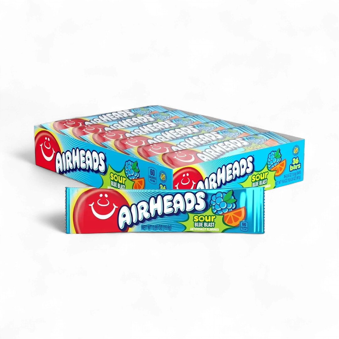 Airhead Singles Sour Blue Blast 36 Bars 0.55 Ounce Tray