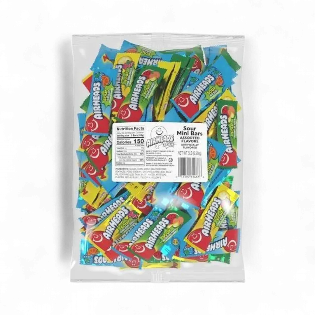Airheads Mini Sour Bars Assorted Flavors 5 Pound Bag Bulk