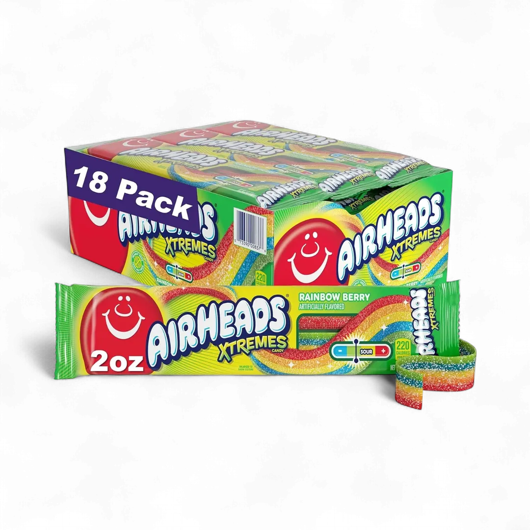 Airheads Tray Xtremes Sour Belts 2oz 18 ct