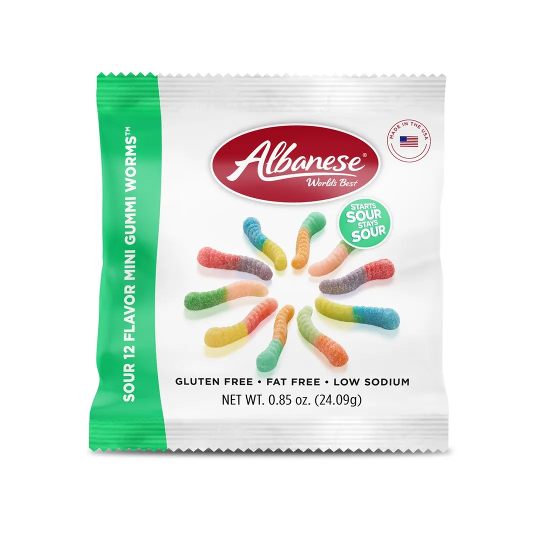 Albanese 12 Flavor Mini Worms 0.85 oz Snack Size 50 ct 2.5lb