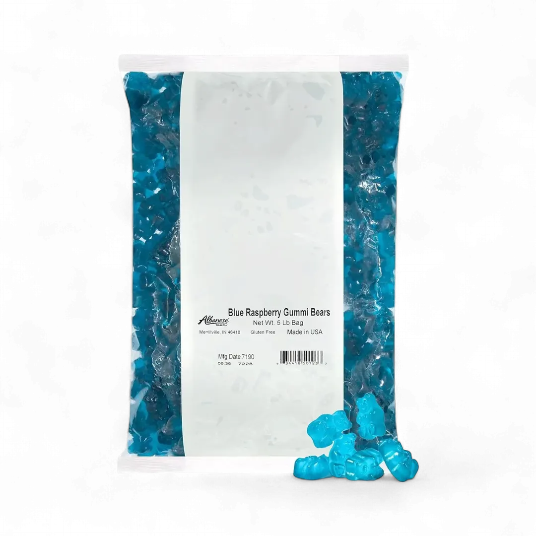 Albanese Blue Raspberry Gummi Bears 5 Pound Bag Bulk