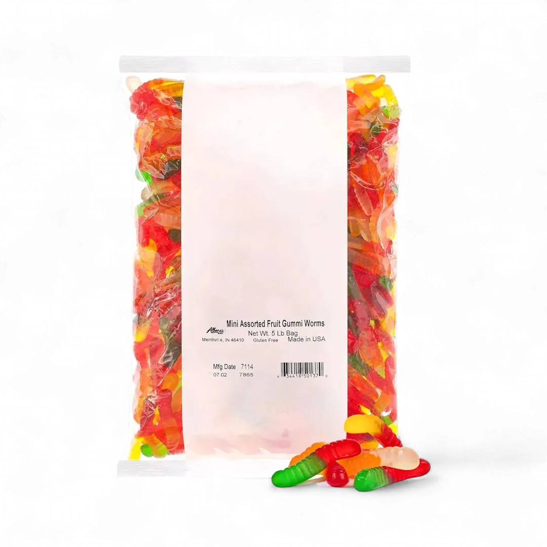 Albanese Mini Assorted Fruit Worms 5 Pound Bag Bulk