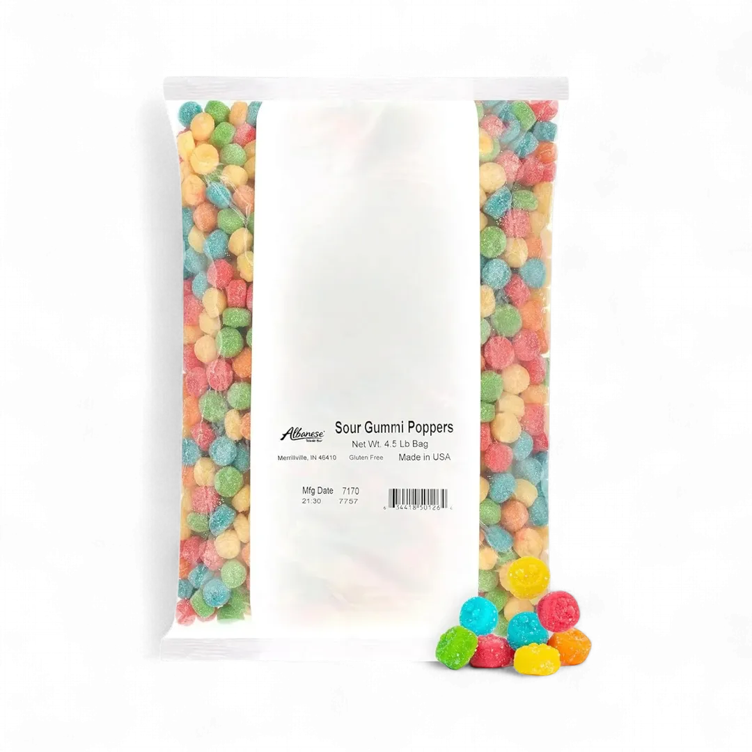 Albanese Sour Gummi Poppers Bulk Candy 4.5 Pound Bag
