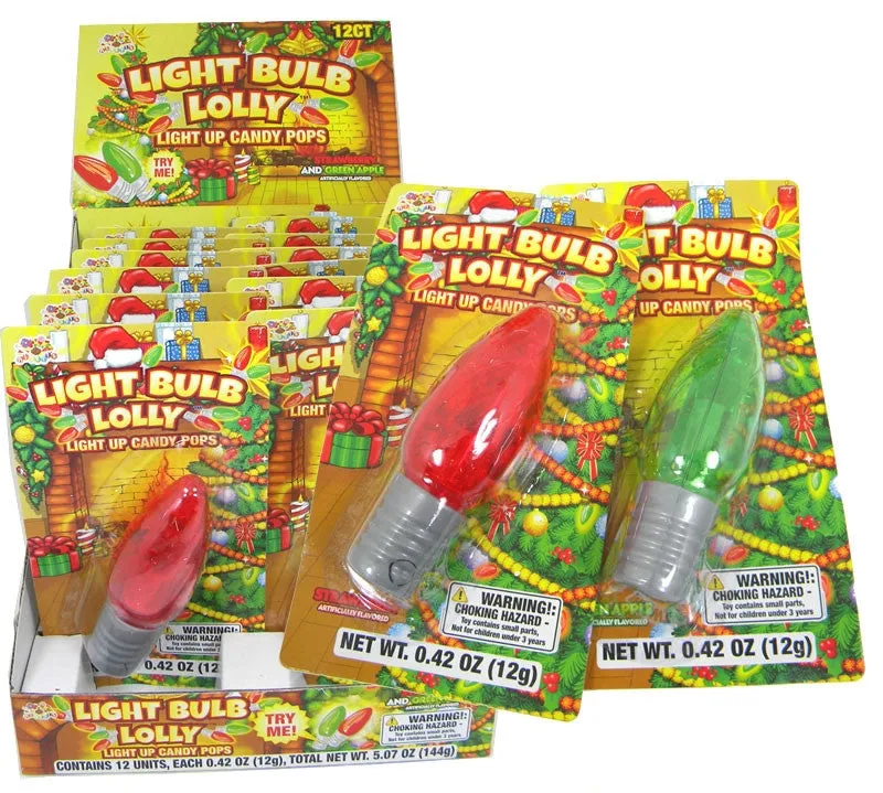 Alberts Christmas Light Bulb Lolly Lollipop 12 ct