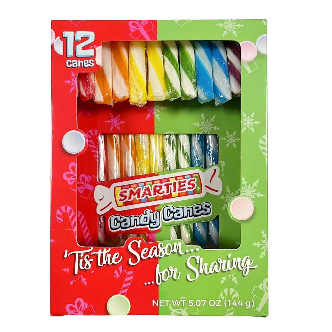 Alberts Smarties Christmas Candy Cane 12 ct Tray