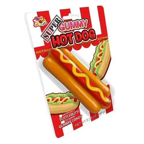 Albert's Super Gummy Hot Dog Tutti Frutti 5.29 Ounce Blister Pack 12 Count variant