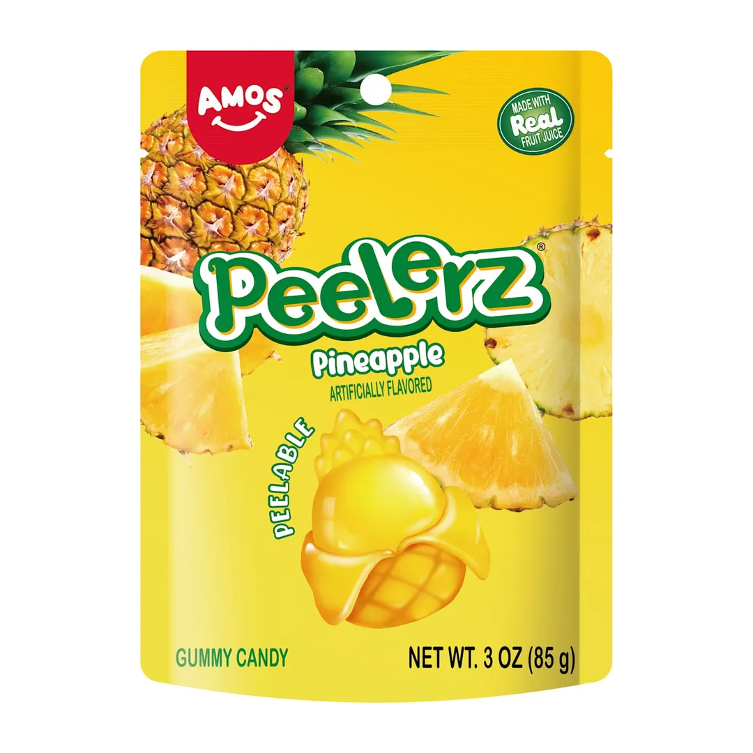 Amos Peelerz Candy Peelable Gummy Pineapple 3 oz 12 ct