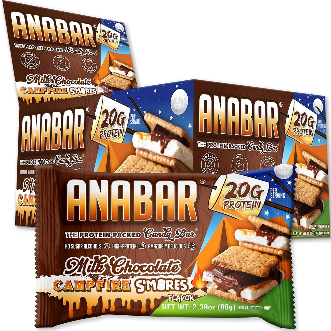 Anabar Protein Candy Bar Milk Chocolate S'mores 2.39 oz 12 ct