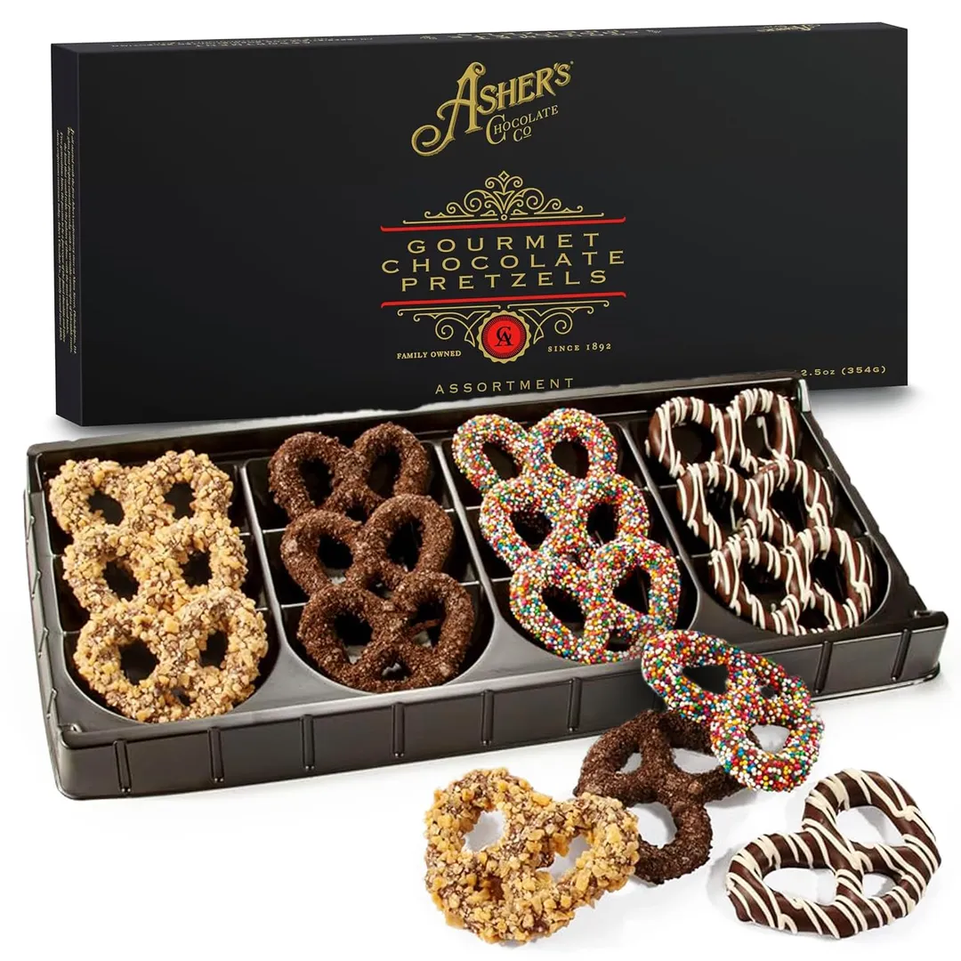 Asher's Chocolate Covered Pretzels Gift Box Assorted 12.5 oz