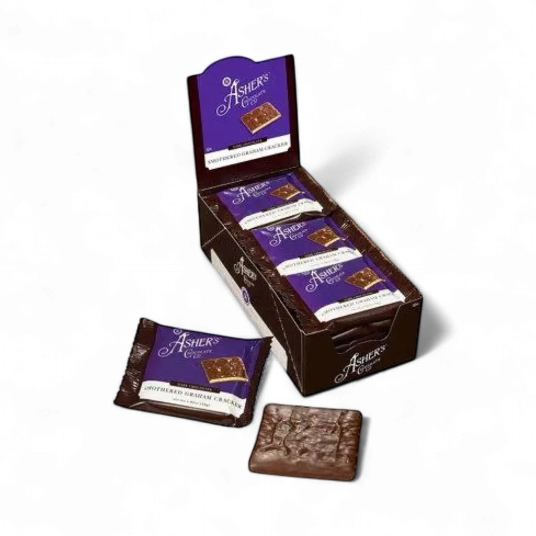 Ashers Dark Chocolate Graham Crackers 18 Count 1 Piece Each Tray