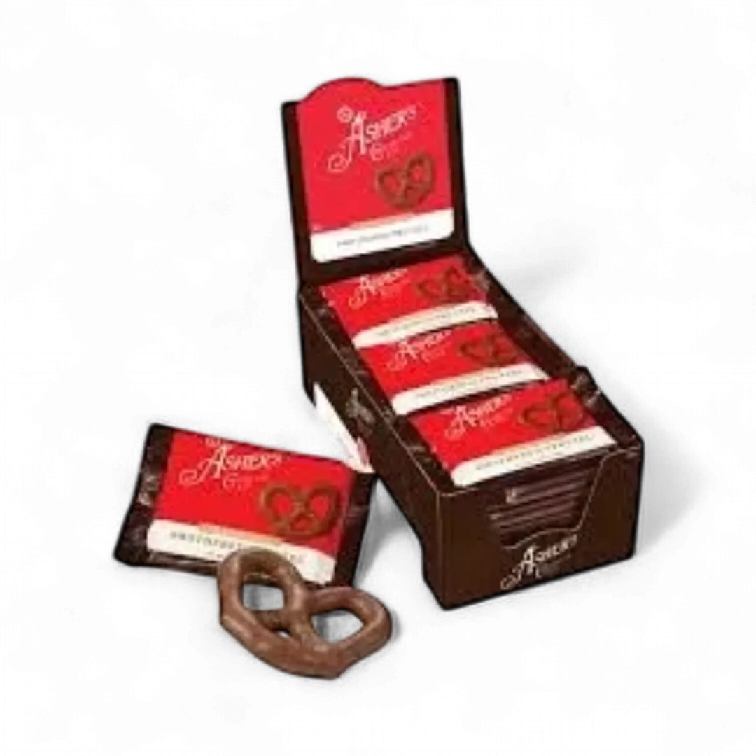 Asher's Milk Chocolate Smothered Pretzels 18 Count Box 1 Piece Each Tray