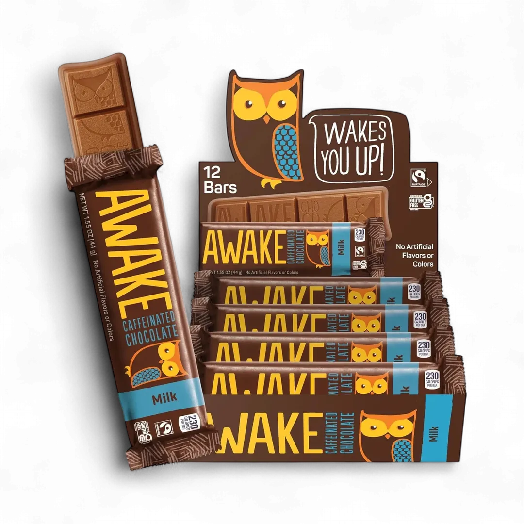Awake Caffeine MILK Chocolate Bar 1.34 oz 12 ct