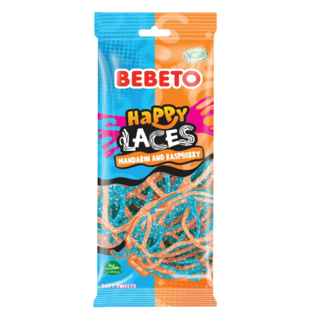 Bebeto Import Happy Laces Mandarin Raspberry 2.65oz 12ct Tray