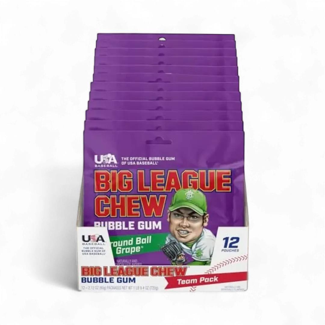 Big League Chew Bubble Gum Grape 2.12 Oz 12 ct