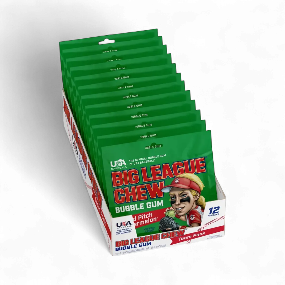 Big League Chew Bubble Gum Watermelon 2.12 Oz 12 ct