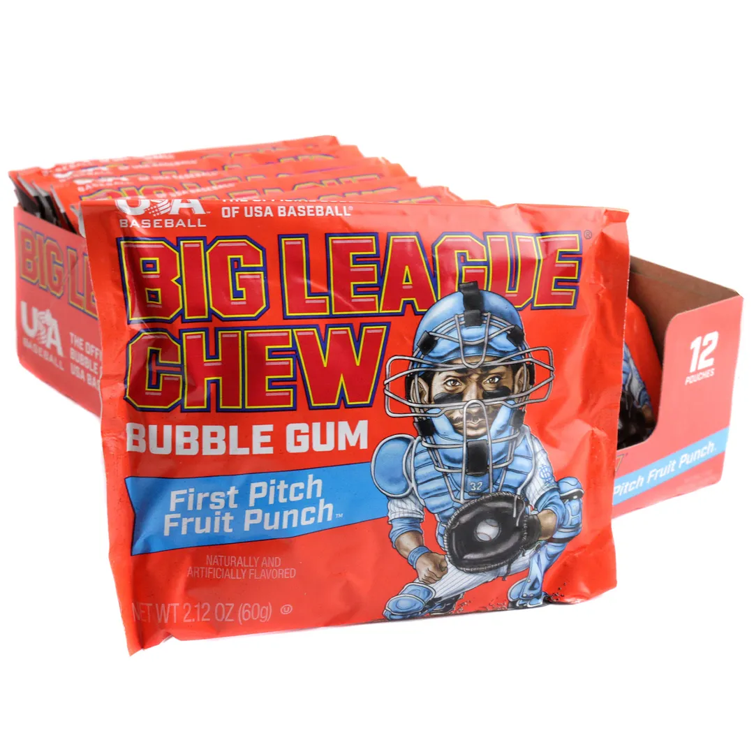 Big League Chew Fruit Punch Pouch Gum 2.12 oz 12 ct