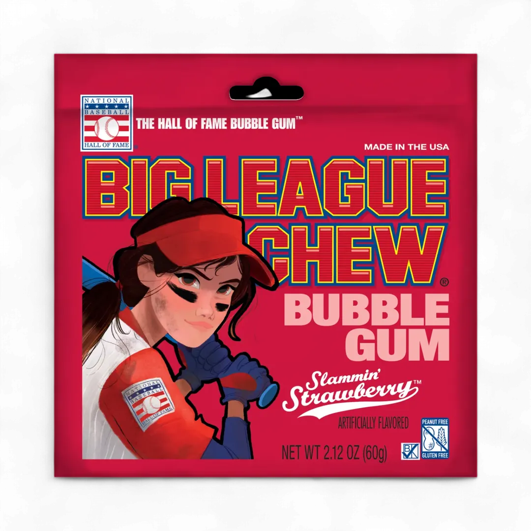 Big League Chew Girl Strawberry Bubble Gum 2.12 Oz 12 ct